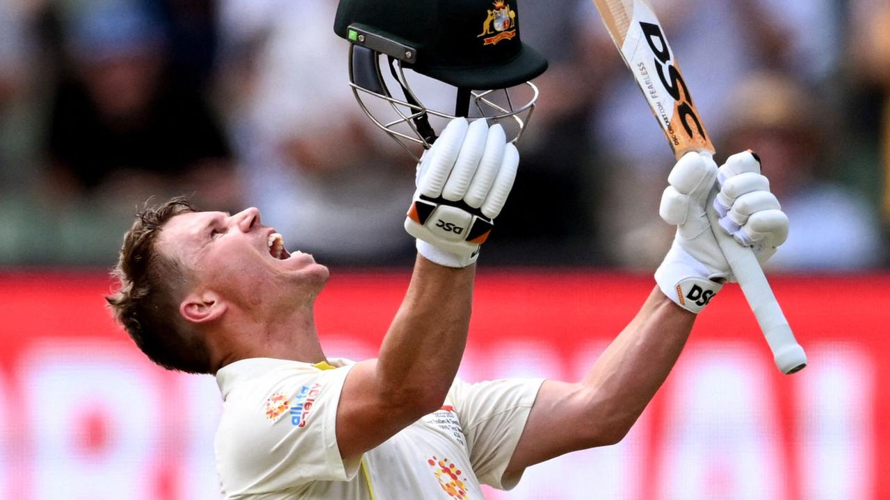 David Warner reaches his double century at the MCG. Picture: William West / AFP