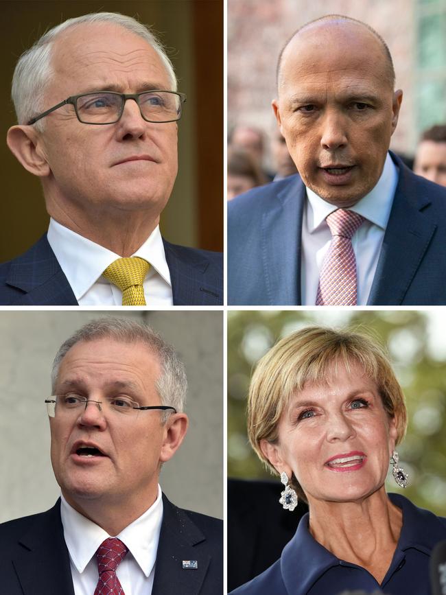 Political players: Malcolm Turnbull (clockwise) Peter Dutton, Scott Morriso and Julie Bishop.