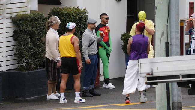 Meanwhile in Manly.... Sea Eagles players celebrate at Freshwater Hotel. Picture: David Swift.