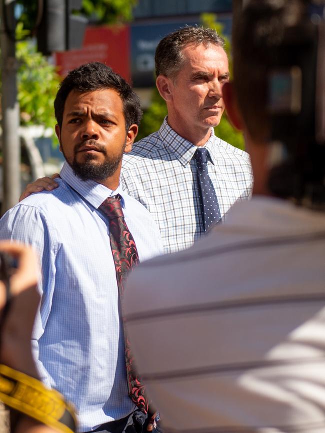 Willie Rioli leaves Darwin Local Court on May 12. Picture: Che Chorley