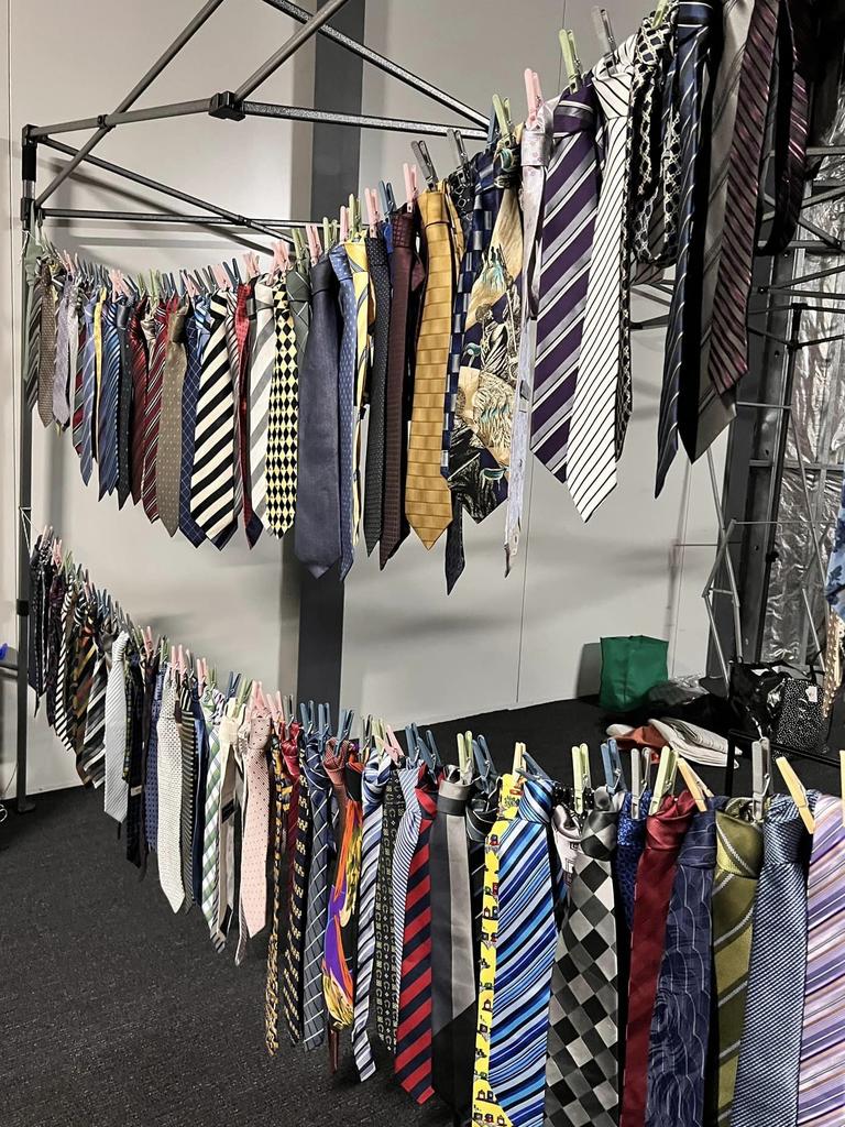 One volunteer spent hours tying these ties. Picture: Facebook/The Formal Project