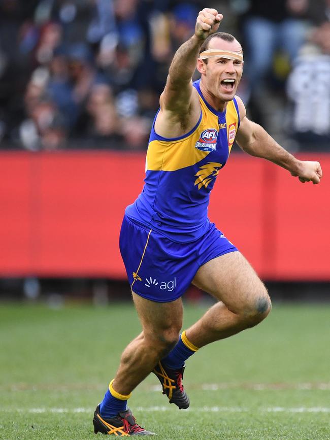 West Coast Eagles Shannon Hurn after the final siren during the 2018 AFL Grand Final  Picture: Julian Smith