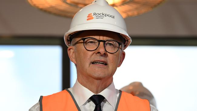 BRISBANE, AUSTRALIA - NewsWire Photos - JUNE 14, 2022.Australian Prime Minister Anthony Albanese speaks during a visit to the Rockpool Residential Aged Care in Carseldine, in BrisbaneÃ•s north. Picture: NCA NewsWire / Dan Peled