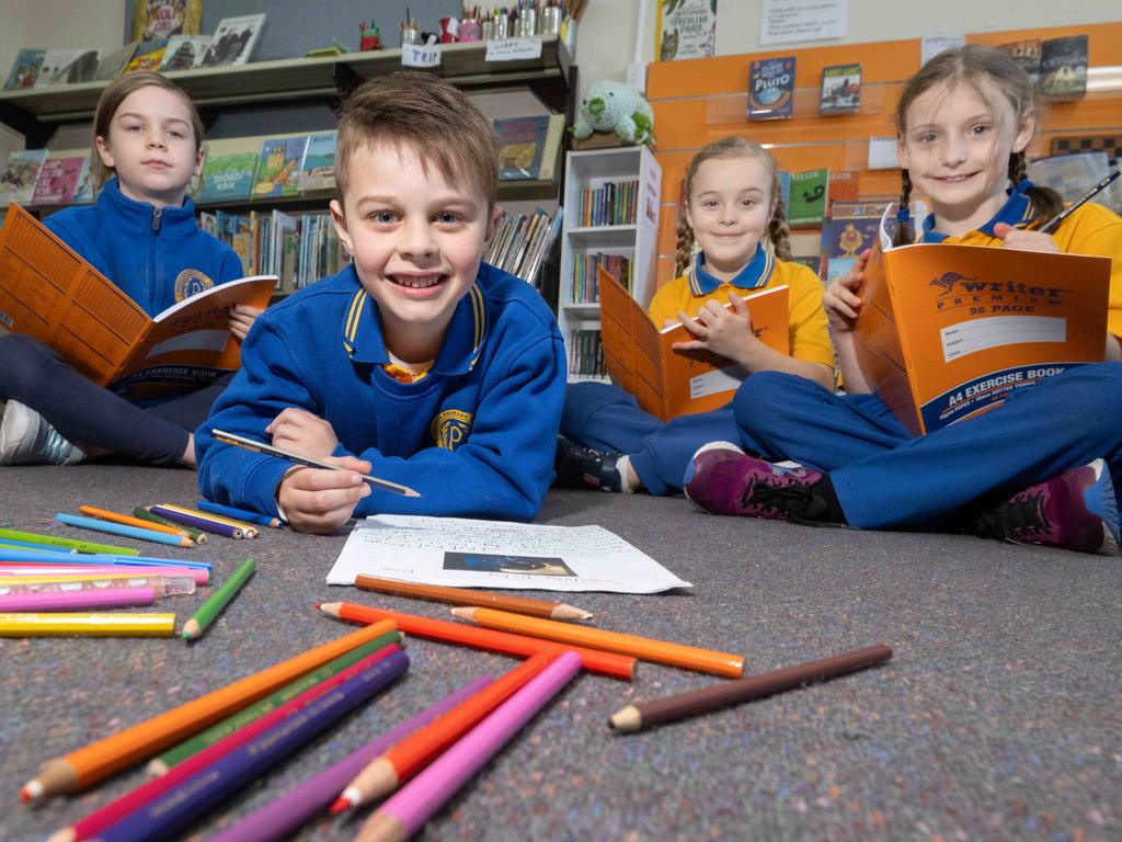 National Kids News Short story competition - VICTORIA winner. The following children are all from Preston Primary
Winner K-2 category: Finn Christou-Lloyd
and Highly Commended students, Adeline Seddon, Gillian Goswell Ries and Rosie Madden. Picture: Tony Gough