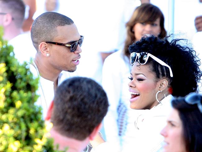 Singer Chris Brown and Tiana Taylor at one of the annual White Parties once held by Sean ‘Diddy’ Combs. Picture: Getty Images for Blueflame