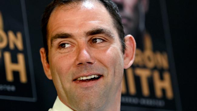 BRISBANE, AUSTRALIA - NOVEMBER 16: Cameron Smith speaks to the media during a press conference to release his autobiography at Suncorp Stadium on November 16, 2020 in Brisbane, Australia. (Photo by Bradley Kanaris/Getty Images)