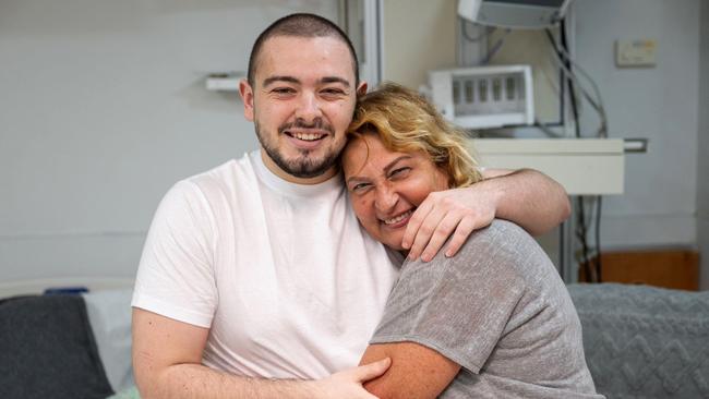Almog Meir Jan with his mother, Orit, after his rescue from the Gaza Strip. Picture: AFP