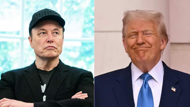 (COMBO) This combination of pictures created on June 05, 2025 shows, L/R, Elon Musk looks in the Oval Office of the White House in Washington, DC, on May 30, 2025 and US President Donald Trump in Arlington, Virginia, on Memorial Day, May 26, 2025. President Donald Trump said on June 5, 2025, that he asked 
