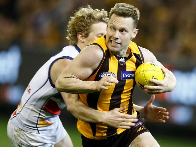 Sam Mitchell had a game-high 33 disposals against Adelaide last Friday night. Picture: Michael Klein