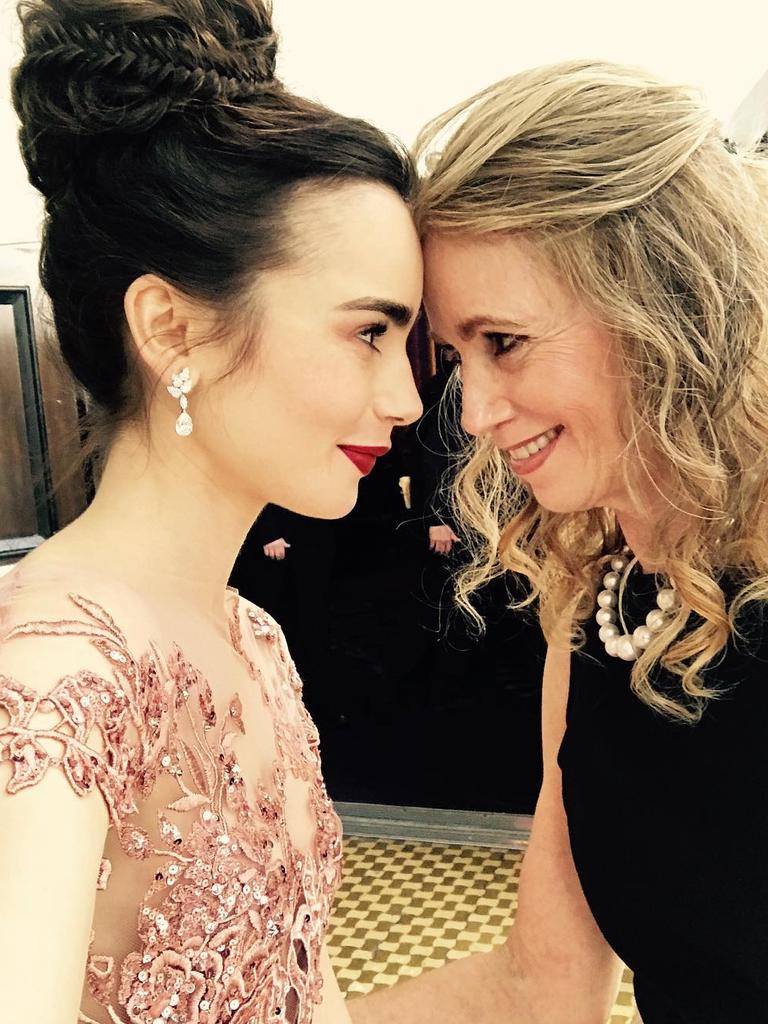 Lily Collins with Jill Collins ... "My date..." Picture: Instagram