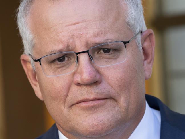 CANBERRA, AUSTRALIA - NewsWire Photos JANUARY 25, 2021: Australian Prime Minister Scott Morrison speaks at a press conference   as the federal government announces approval of the Pfizer COVID-19 vaccine. . Picture: NCA NewsWire / Martin Ollman