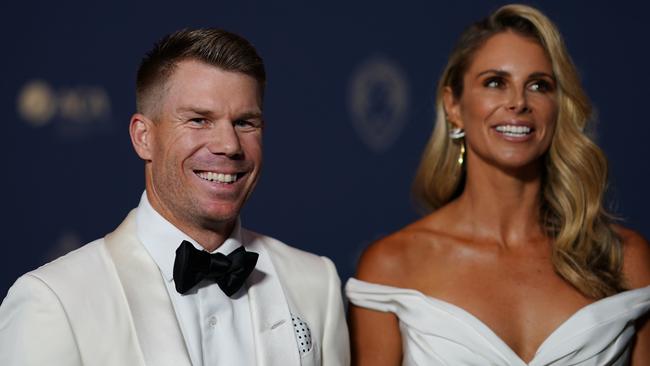 David Warner and Candice Warner at the 2020 Australian Cricket Awards in Melbourne. Picture: AAP Image/Scott Barbour