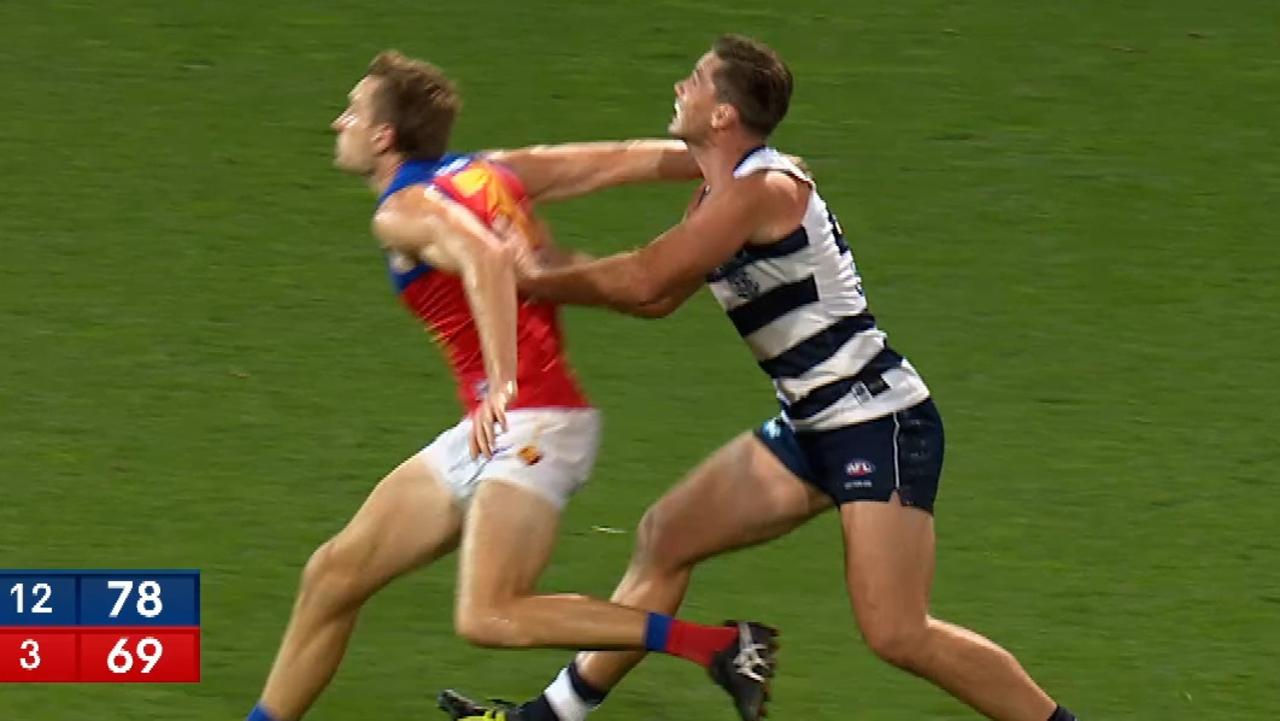 The moment of controversy for Tom Hawkins.