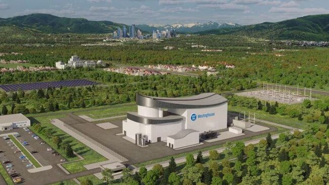An artist’s rendering shows Westinghouse’s planned AP300 small modular nuclear power reactor, which the company officially unveiled on May 4, 2023.