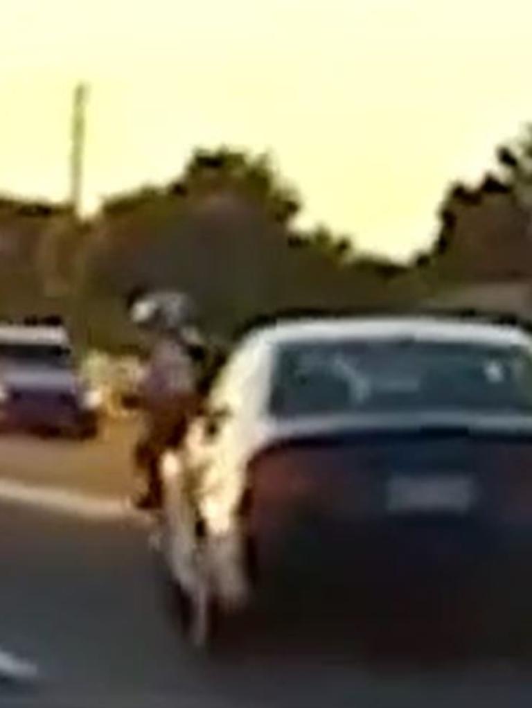 Dashcam footage shows the car speeding up before hitting Mr Robinson. Picture: 7News