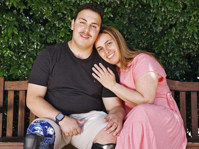 Ahmad with his mum Souha Maskaleh at CHW, where he had the heart transplant. Picture: Sam Ruttyn