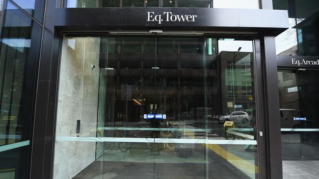 The entrance of EQ Tower on A'Beckett Street is seen on July 23, 2018 in Melbourne, Australia. Picture: Quinn Rooney/Getty Images.