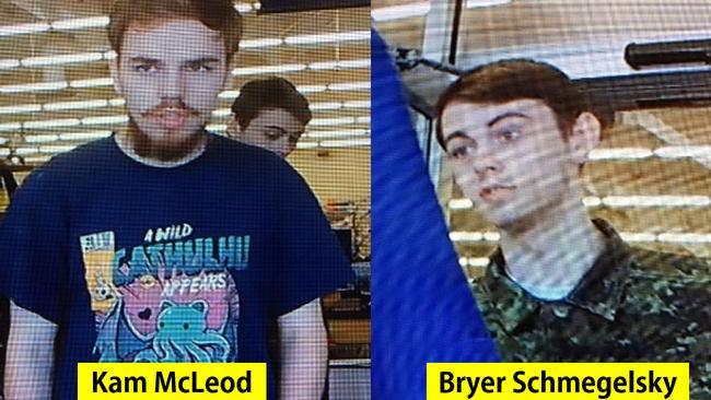 Suspected triple murderers Kam McLeod and Bryer Schmegelsky, who were found dead. Picture: AFP