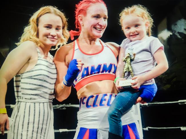 Pam McClelland with daughters Indirayne and Memphis (right).