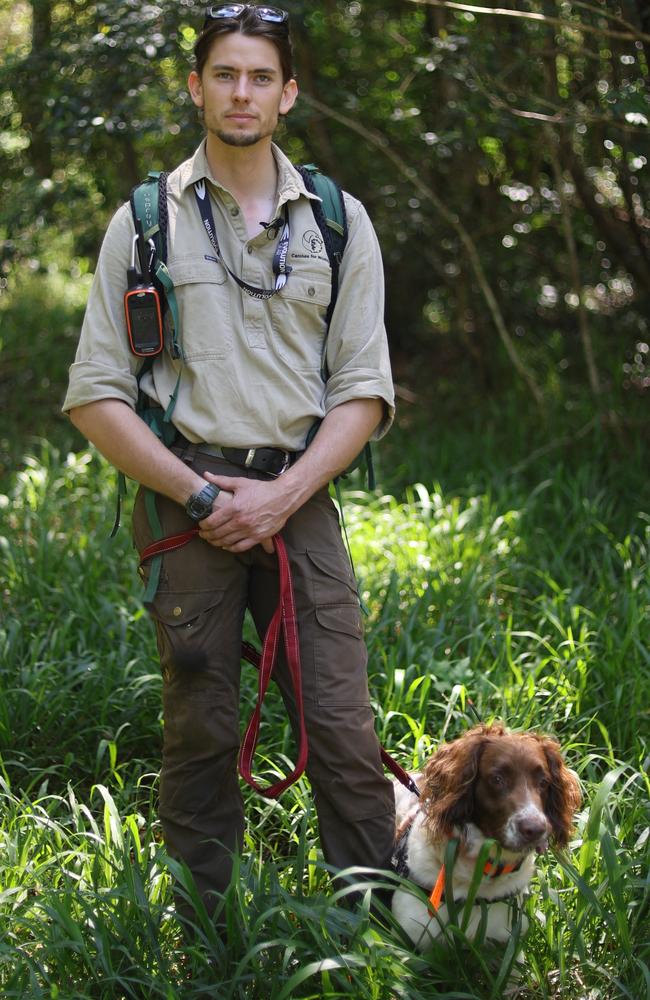 Jack Nesbitt from Canines for Wildlife with Max. Picture: Jack Nesbitt