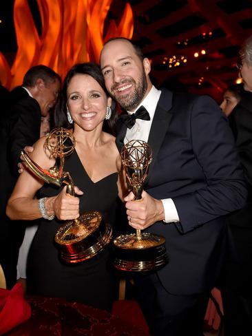 Veep actress Julia Louis-Dreyfus and Tony Hale attend HBO’s Official 2015 Emmy After Party. Picture: Jeff Kravitz/FilmMagic