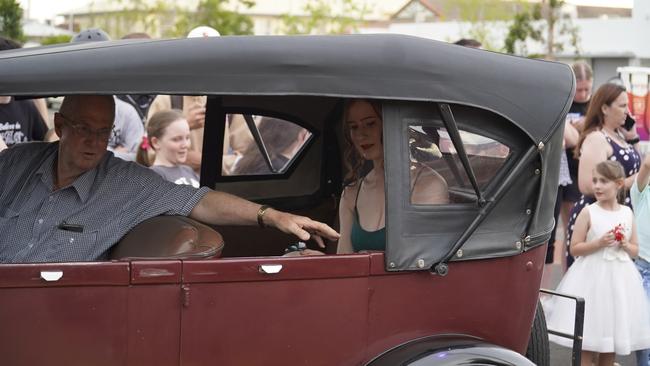Charlotte Landherr arriving at the 2023 Kingaroy State High School formal.