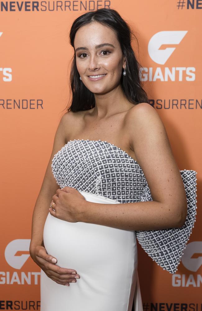 Ruby and her baby bump at the Giants’ Brownlow night function in Sydney. Picture: Getty Images