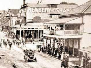 BACK IN TIME: A street parade trails past the Atlantic Hotel in October 1910. Picture: Contributed