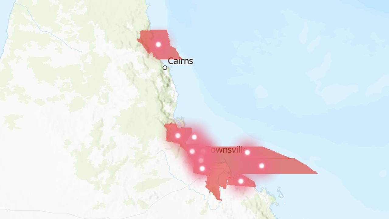 Warnings are in place around Townsville and north of Cairns. Picture: BOM.