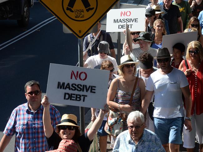 Opponents a carpark under Manly Oval marched around Manly in protes. Picture: Elenor Tedenborg.