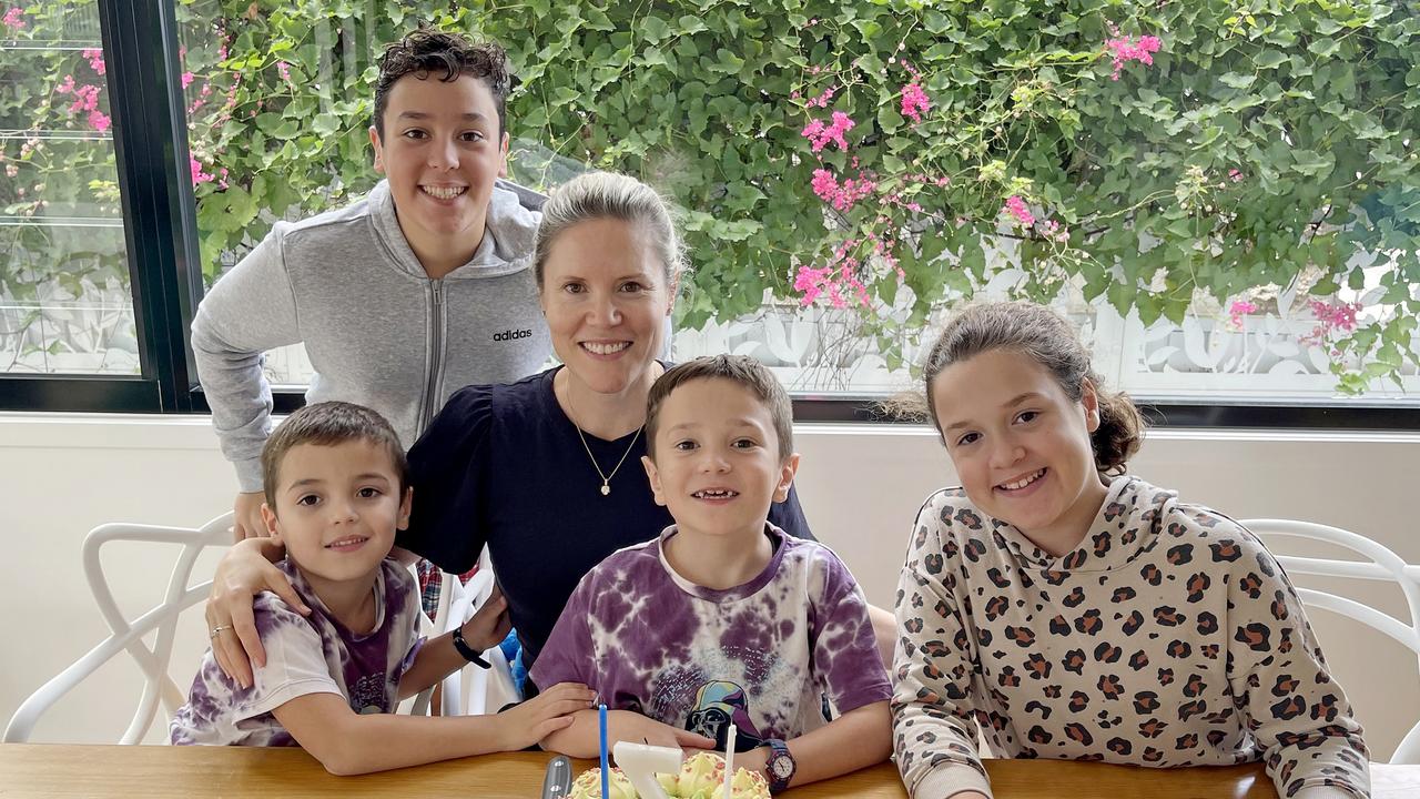 Jess Gambaro with children Nico, Don, Massimo and Zara in May 2022. Photo: Supplied.