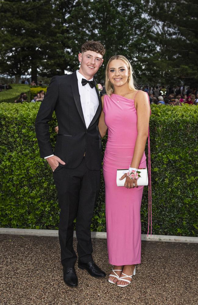 Heath Wilkins and Sophie Brennan at Centenary Heights State High School formal at Picnic Point, Friday, November 15, 2024. Picture: Kevin Farmer