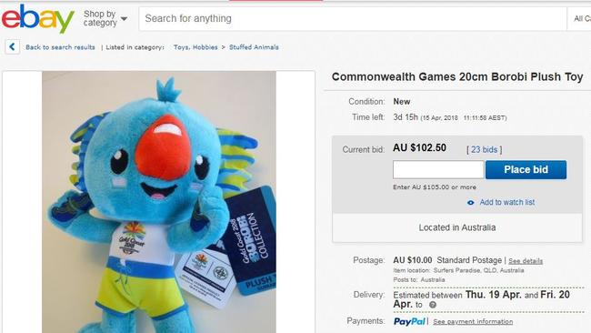 A 20cm Borobi has attracted 23 bids and reached $102.50 on eBay.