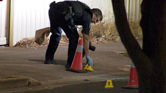 Police are investigating after five bullet casings were found alongside smashed windows and a damaged car at a Woodville Gardens home. Picture: 7NEWS