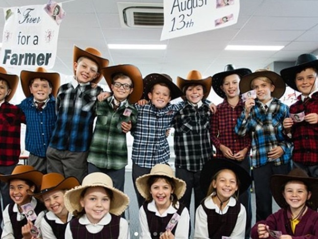 Jack and his schoolmates who will all dress up as farmers on August 13.