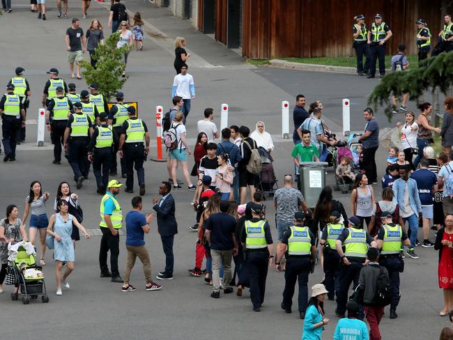 Police early in the night at the Moomba Festival. Picture Yuri Kouzmin