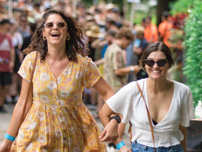 Emily Ralphs (L) and Ena Baker  at the Summersalt festival in the Botanical Gardens Ampitheatre.Picture Glenn Campbell