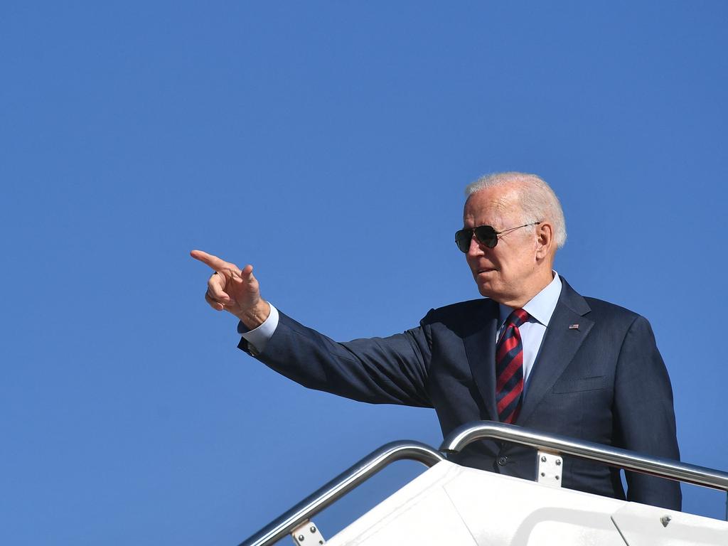 US President Joe Biden makes his way to board Air Force One. Picture: Mandel Ngan/AFP