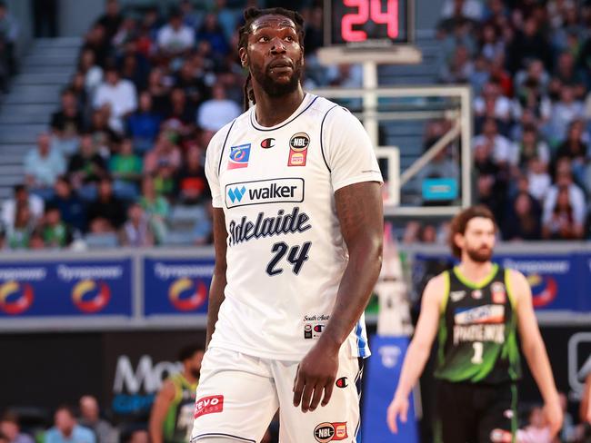 MELBOURNE, AUSTRALIA - DECEMBER 21: Montrezl Harrell of the 36ers looks on during the round 13 NBL match between South East Melbourne Phoenix and Adelaide 36ers at John Cain Arena, on December 21, 2024, in Melbourne, Australia. (Photo by Kelly Defina/Getty Images)