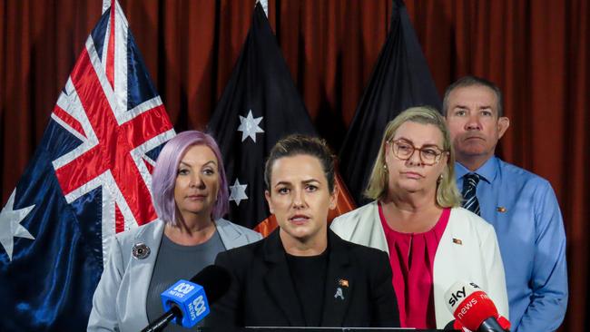 Minister Robyn Cahill, Chief Minister Lia Finocchiaro, Minister Marie-Clare Boothby and Deputy Chief Minister Gerard Maley announced they would introduce the nation's 