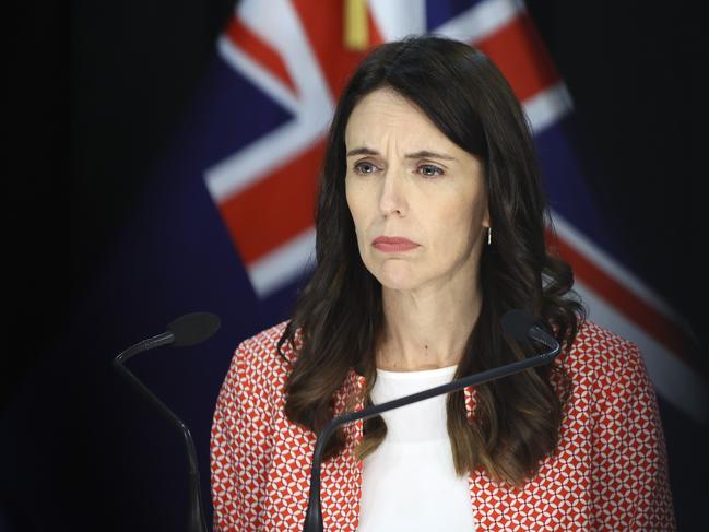 WELLINGTON, NEW ZEALAND - JANUARY 26: Prime Minister Jacinda Ardern looks on during a press conference at Parliament on January 26, 2021 in Wellington, New Zealand. Ardern said that the Government could approve a COVID-19 vaccine as soon as Wednesday, February 3. New Zealand's first shipment of the Pfizer-BioNTech vaccine is due to arrive by the end of March with a priority focus on border workers. (Photo by Hagen Hopkins/Getty Images)