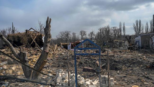 Destroyed homes attacked by Russian forces at a city in Ukraine's biggest port. Picture: AFP