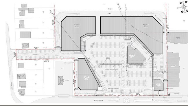 The layout of the approved $29.8 million bulky good retail centre at Tuggerah opposite the Super Centre with its heptagonal shaped buildings. Picture: supplied