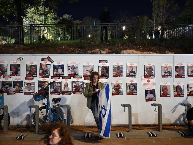 Protesters led by bereaved families, and families of hostages, rally against Prime Minister Benjamin Netanyahu during a protest and memorial on the one month anniversary of the October 7 attacks outside The Knesset. Picture: Getty Images