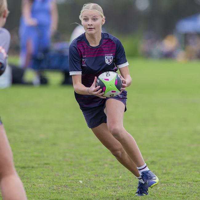 Leevi Williams pictured in 2022 playing for Stretton at the Queensland All Schools Touch Football tournament on the Gold Coast.