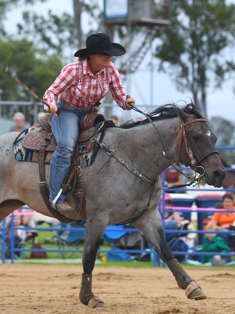 Gympie Bull n Bronc - Open Barrel Race, Stacey Freeman. Picture: Shane Zahner