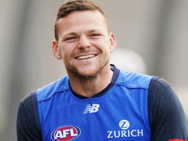 Steven May of the Demons reacts during an AFL Melbourne Demons training session at Casey Fields in Melbourne, Thursday, June 25, 2020. (AAP Image/Michael Dodge) NO ARCHIVING