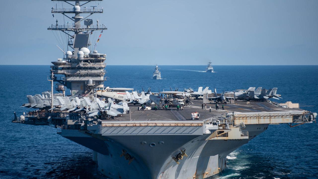 The USS Ronald Reagan aircraft carrier. Picture: South Korean Defence Ministry/AFP