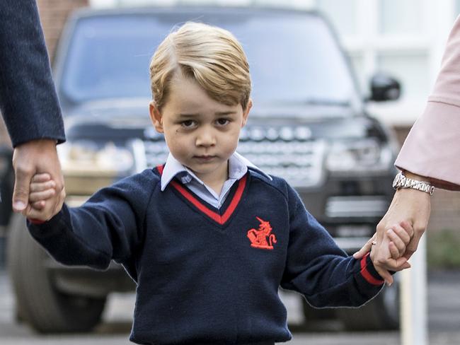 Prince George on his first day of school in 2017. Picture: AFP