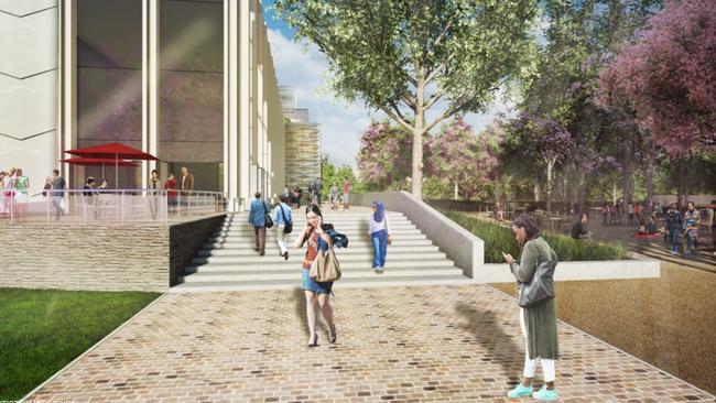 The park precinct will feature more seating and greenery. Picture: Planning documents